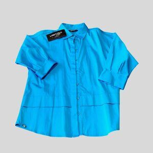 Lisette Montreal Womens Button-Up Shirt Blouse Size M Turquoise Blue NEW w tags